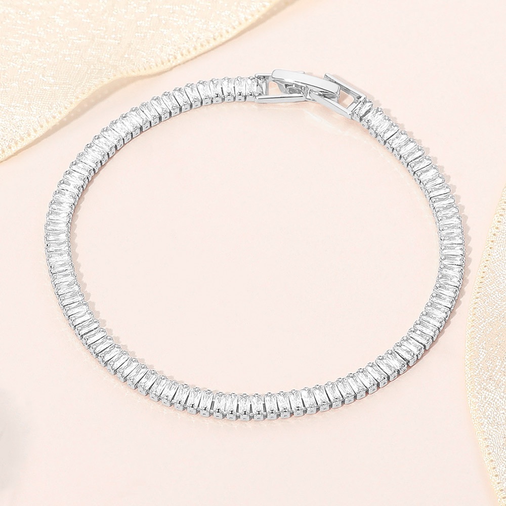 18K Gold Dipped ELegant Baguette Tennis Chain Bracelet